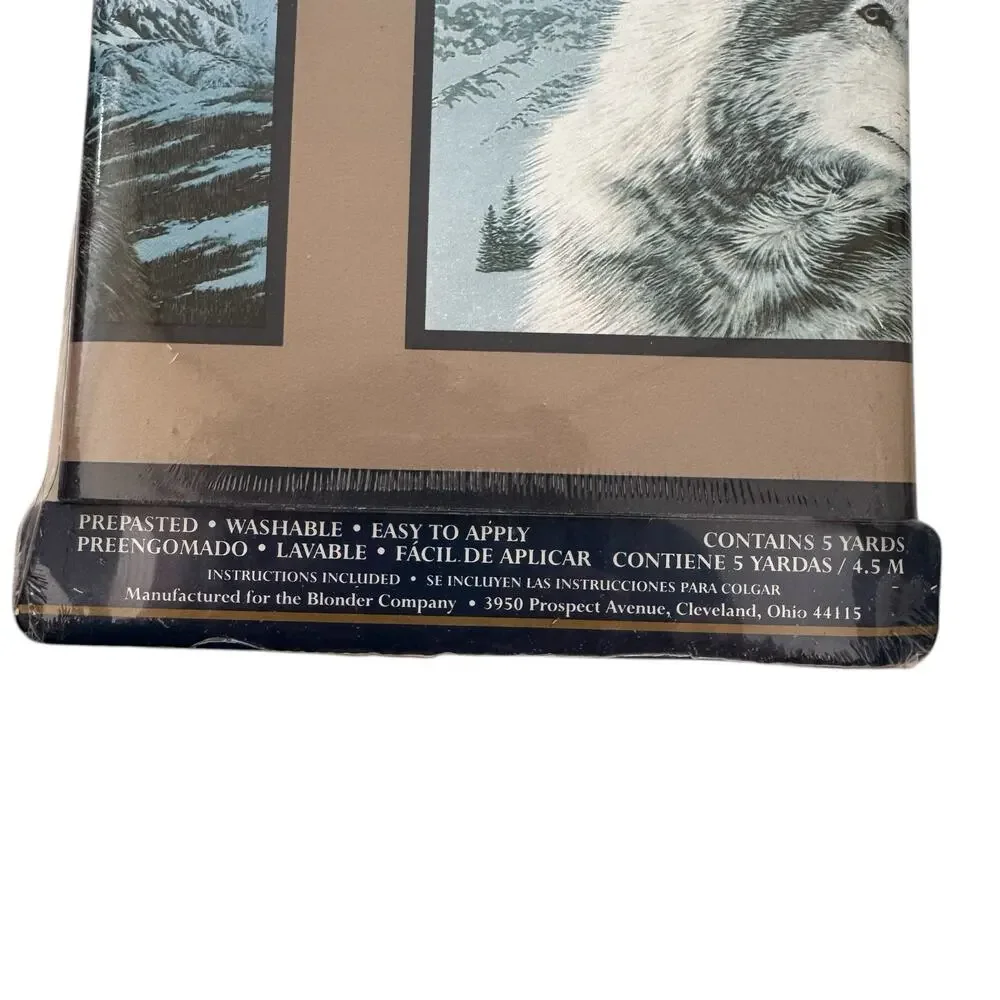Vintage *NEW* EXPRESSIONS Wolf Mountain Border Wallpaper Prepasted 5 Yards